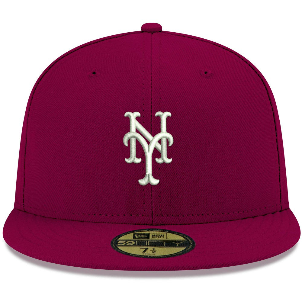 New York Mets White Logo 59FIFTY Fitted Hat Cardinal