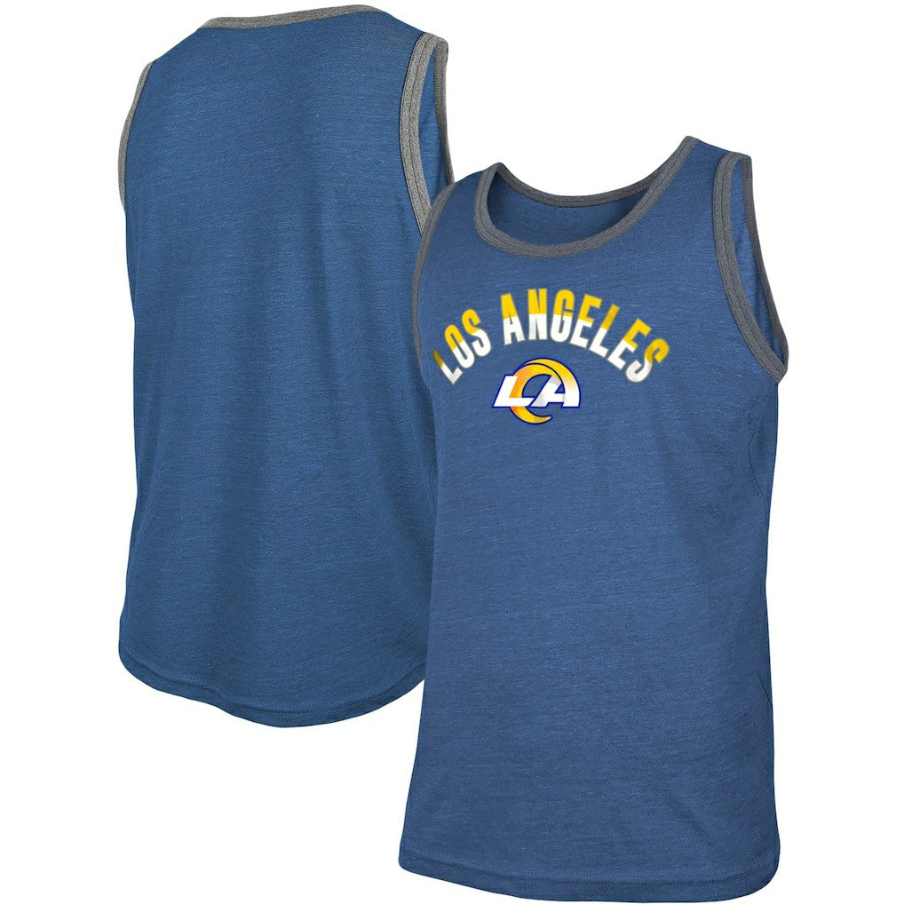 Los Angeles Rams New Era Ringer Tri-Blend Tank Top - Heathered Royal discount