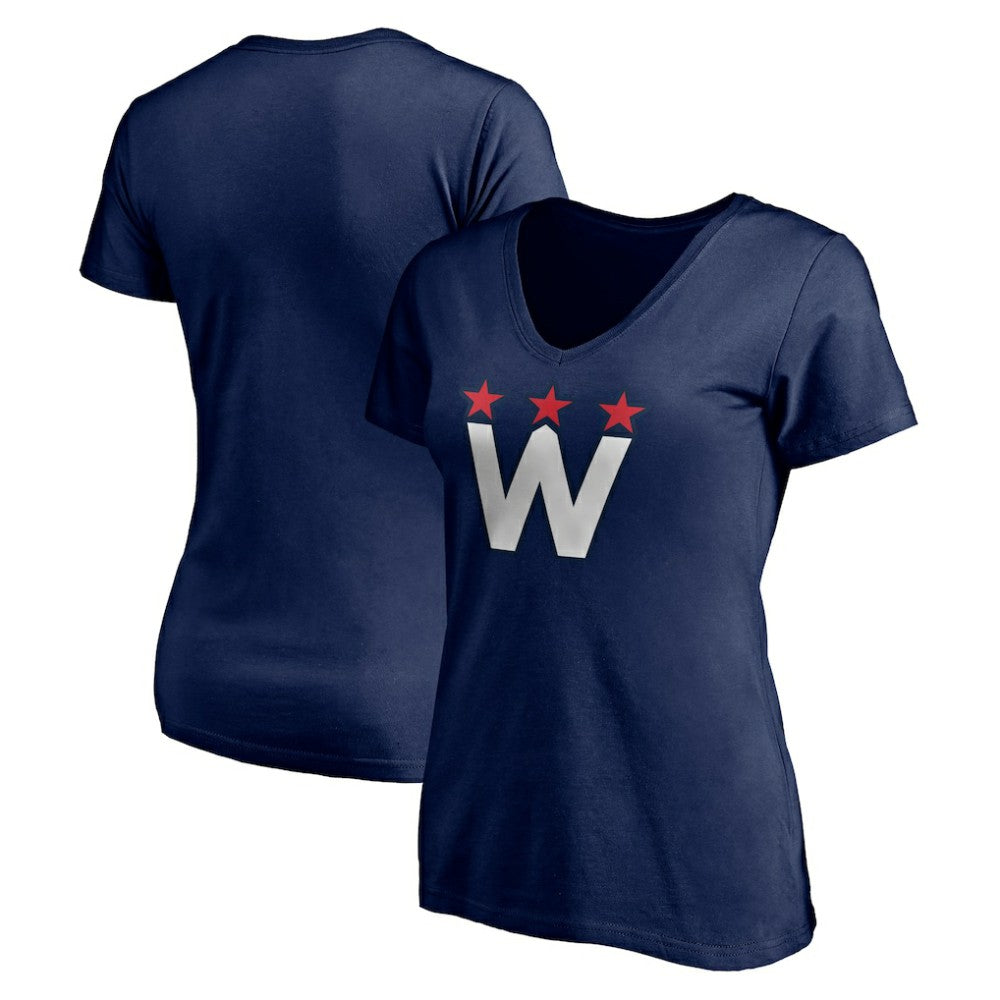 Washington Capitals Women's Alternate Logo V-Neck T-Shirt - Navy T-shirts