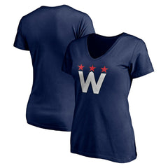Washington Capitals Women's Alternate Logo V-Neck T-Shirt - Navy T-shirts