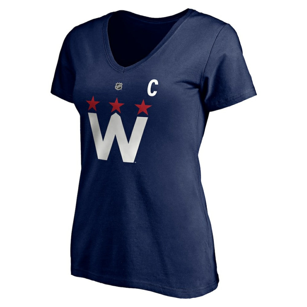 Alexander Ovechkin Washington Capitals Fanatics Women's Authentic Stack Name & Number V-Neck T-Shirt - Navy T-shirts