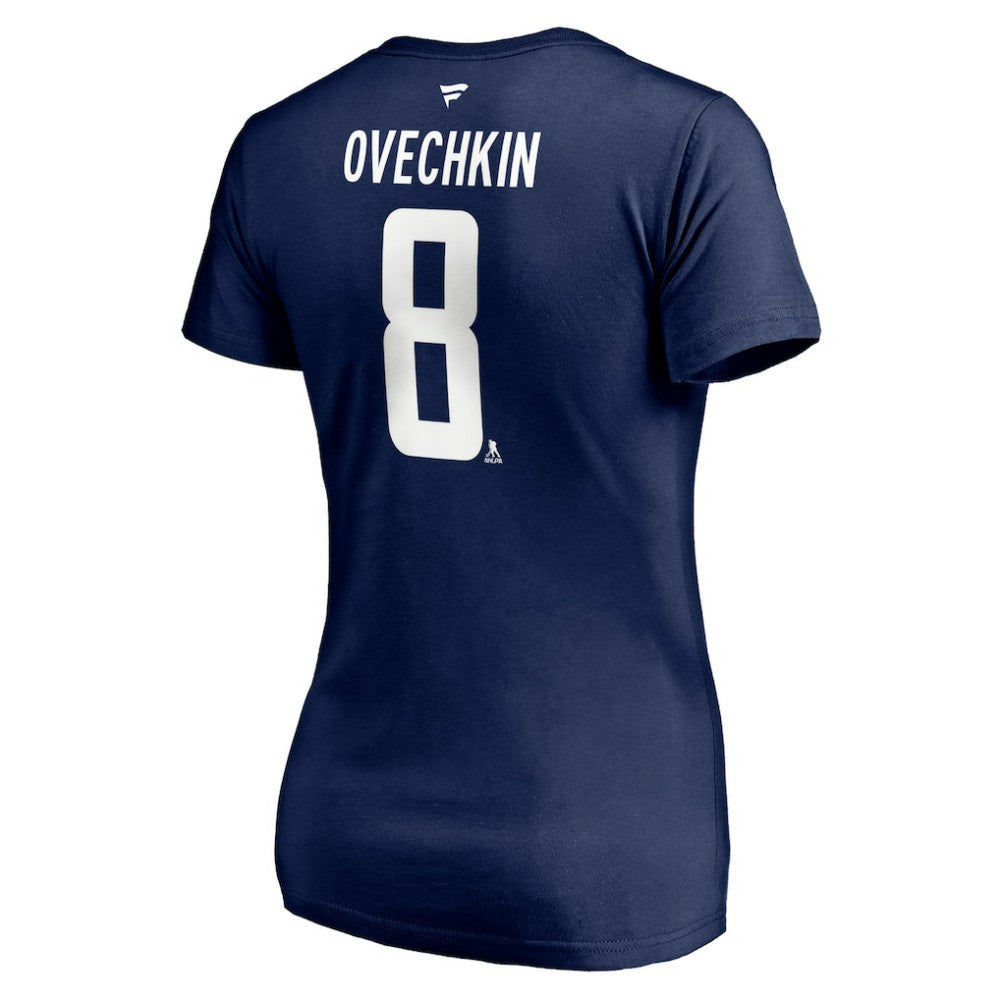 Alexander Ovechkin Washington Capitals Fanatics Women's Authentic Stack Name & Number V-Neck T-Shirt - Navy T-shirts