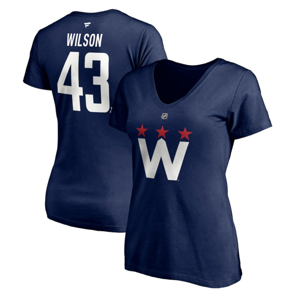 Tom Wilson Washington Capitals Fanatics Women's Authentic Stack Name & Number V-Neck T-Shirt - Navy T-shirts