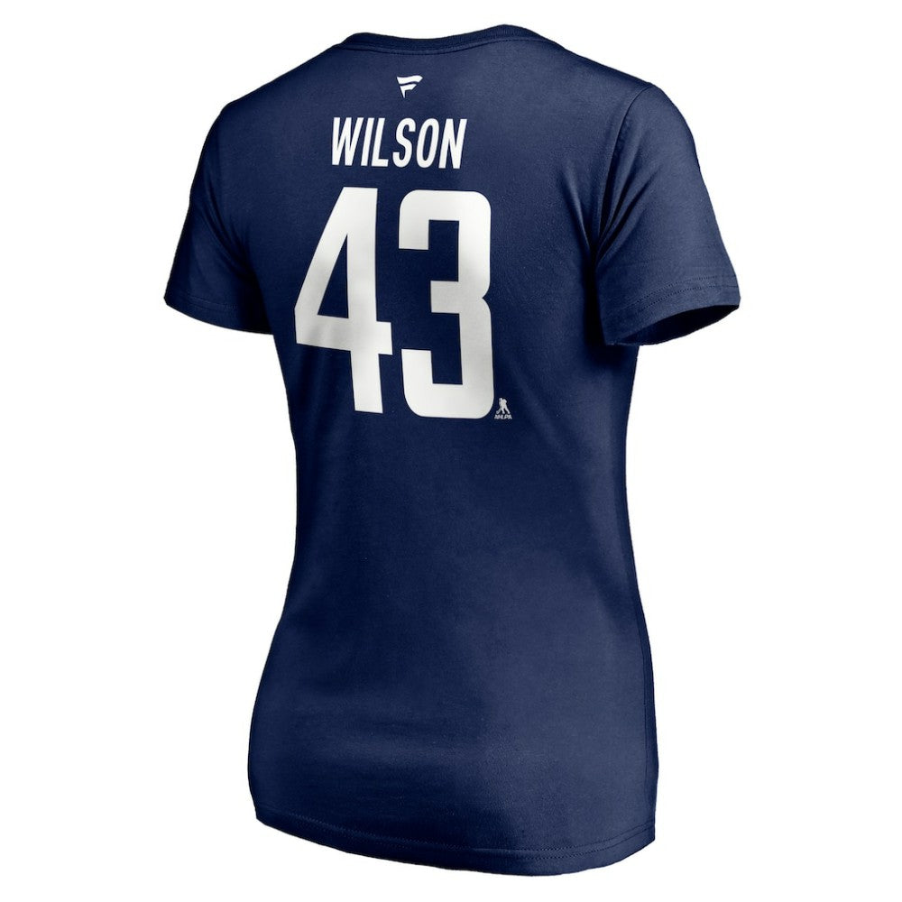 Tom Wilson Washington Capitals Fanatics Women's Authentic Stack Name & Number V-Neck T-Shirt - Navy T-shirts