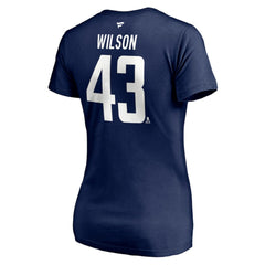 Tom Wilson Washington Capitals Fanatics Women's Authentic Stack Name & Number V-Neck T-Shirt - Navy T-shirts