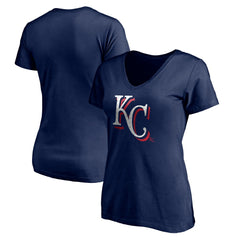 Kansas City Royals Women's Red White and Team V-Neck T-Shirt Navy