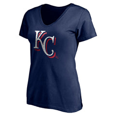 Kansas City Royals Women's Red White and Team V-Neck T-Shirt Navy