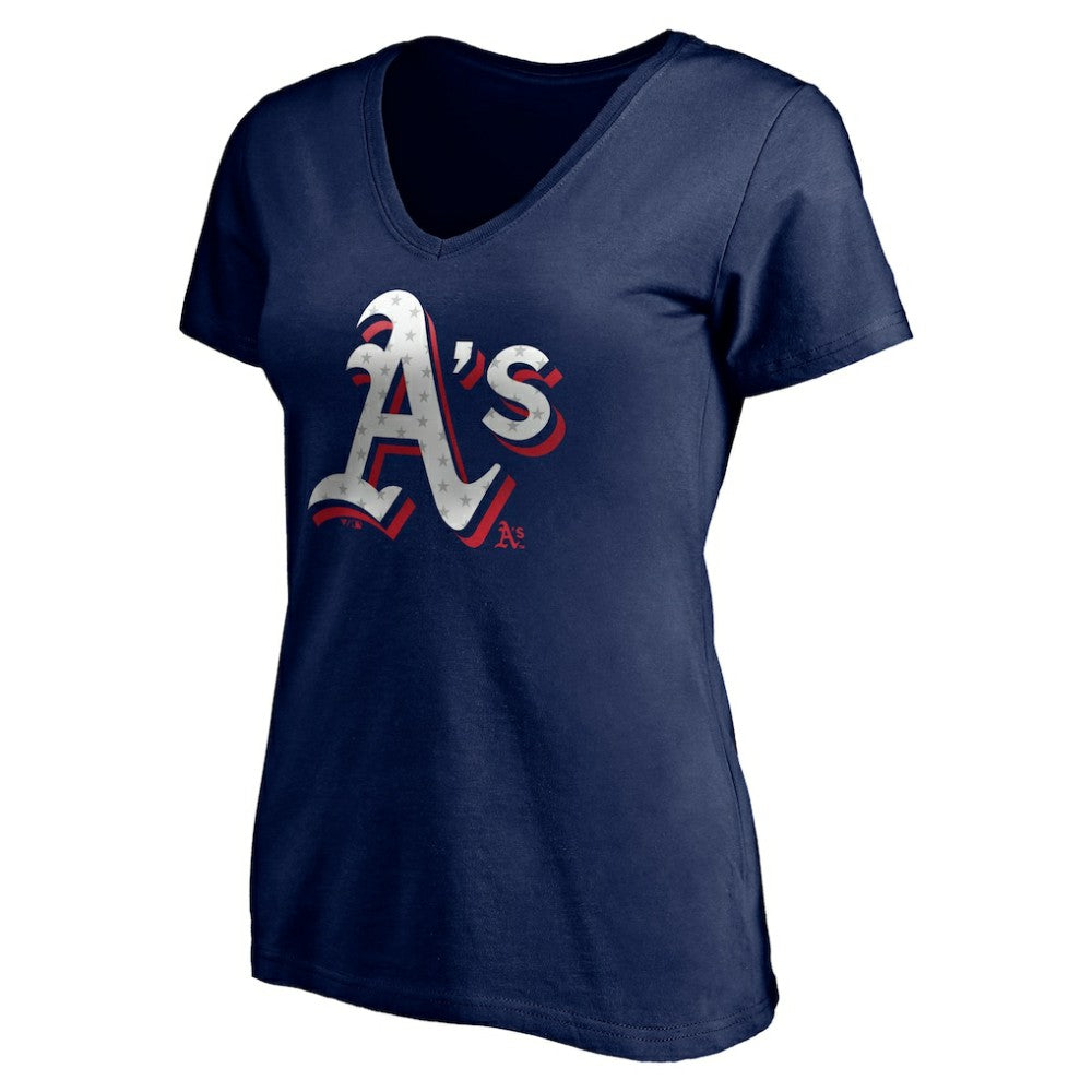 Athletics Women's Red White and Team V-Neck T-Shirt Navy