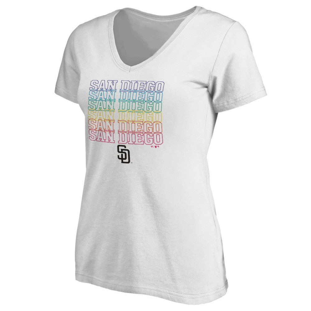 San Diego Padres Women's City Pride V-Neck T-Shirt White
