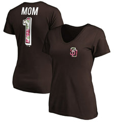 San Diego Padres Women's Mother's Day V-Neck T-Shirt Brown