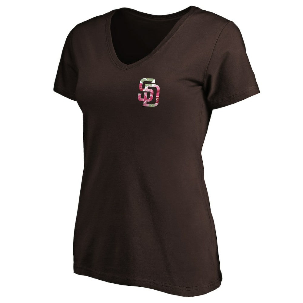 San Diego Padres Women's Mother's Day V-Neck T-Shirt Brown