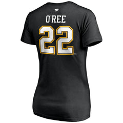 Willie O'Ree Boston Bruins Fanatics Women's Authentic Stack Retired Player Name & Number V-Neck T-Shirt - Black T-shirts