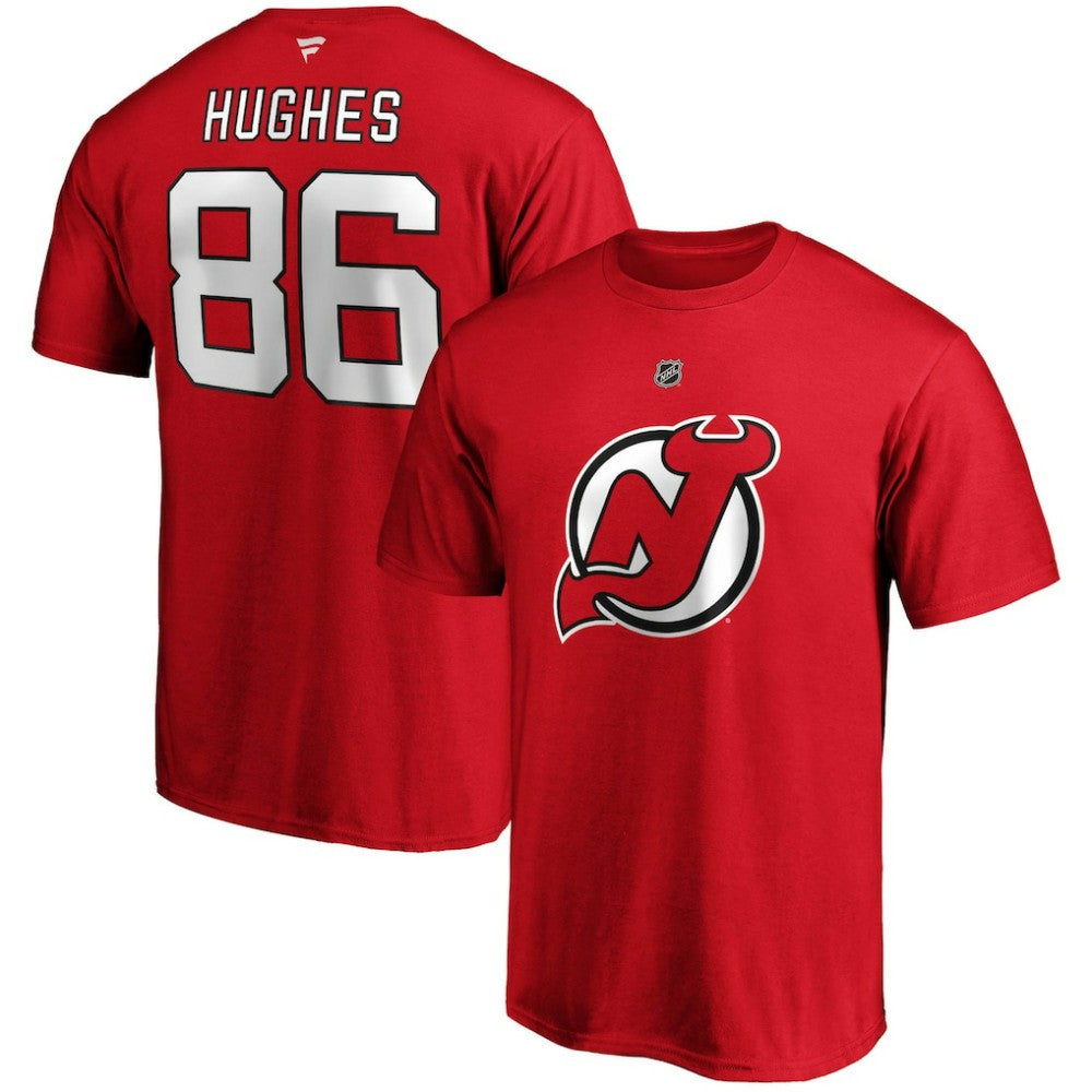 Jack Hughes New Jersey Devils Fanatics Big & Tall Name & Number T-Shirt - Red T-shirts