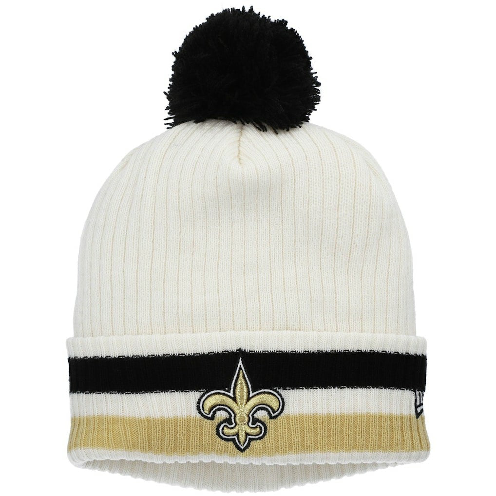 New Orleans Saints New Era Youth Retro Cuffed Knit Hat with Pom - White discount