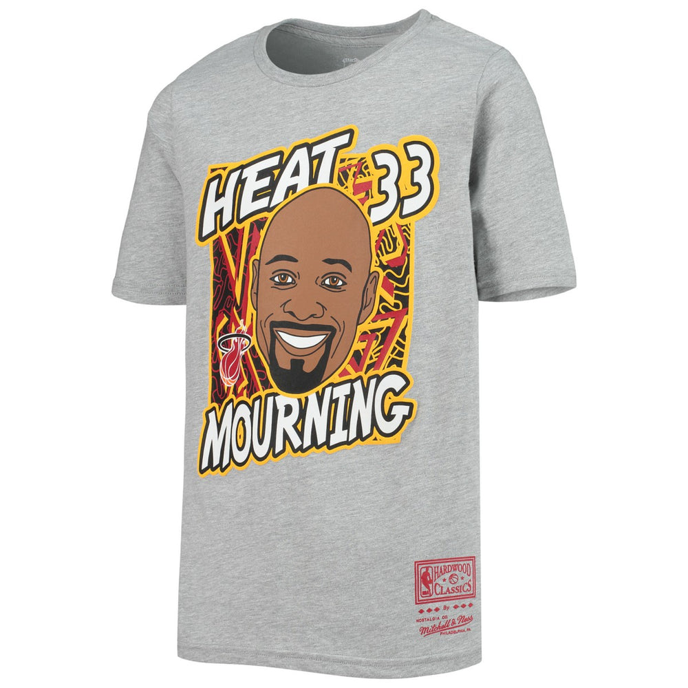 Alonzo Mourning Miami Heat Youth Hardwood Classics King of the Court Player T-Shirt - Heathered Gray outlet