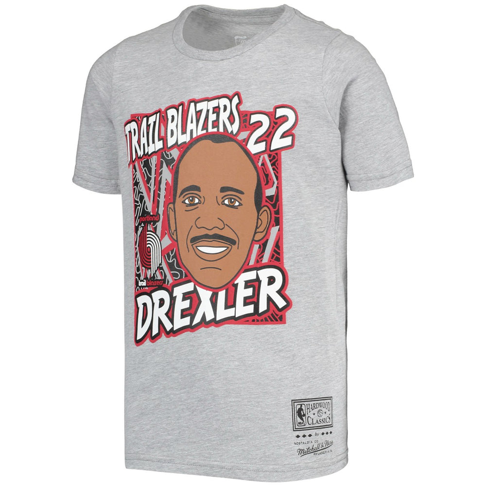 Clyde Drexler Portland Trail Blazers Youth Hardwood Classics King of the Court Player T-Shirt - Gray outlet