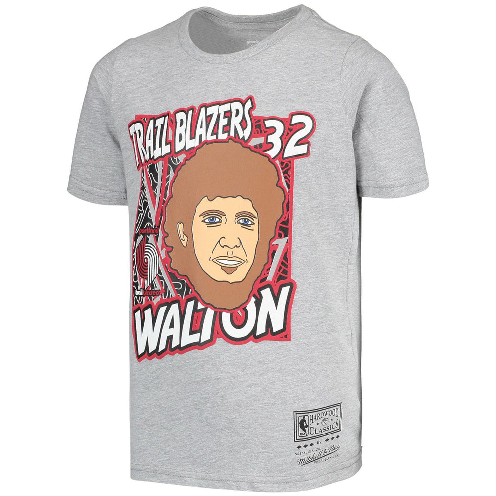 Bill Walton Portland Trail Blazers Youth Hardwood Classics King of the Court Player T-Shirt - Gray on sale