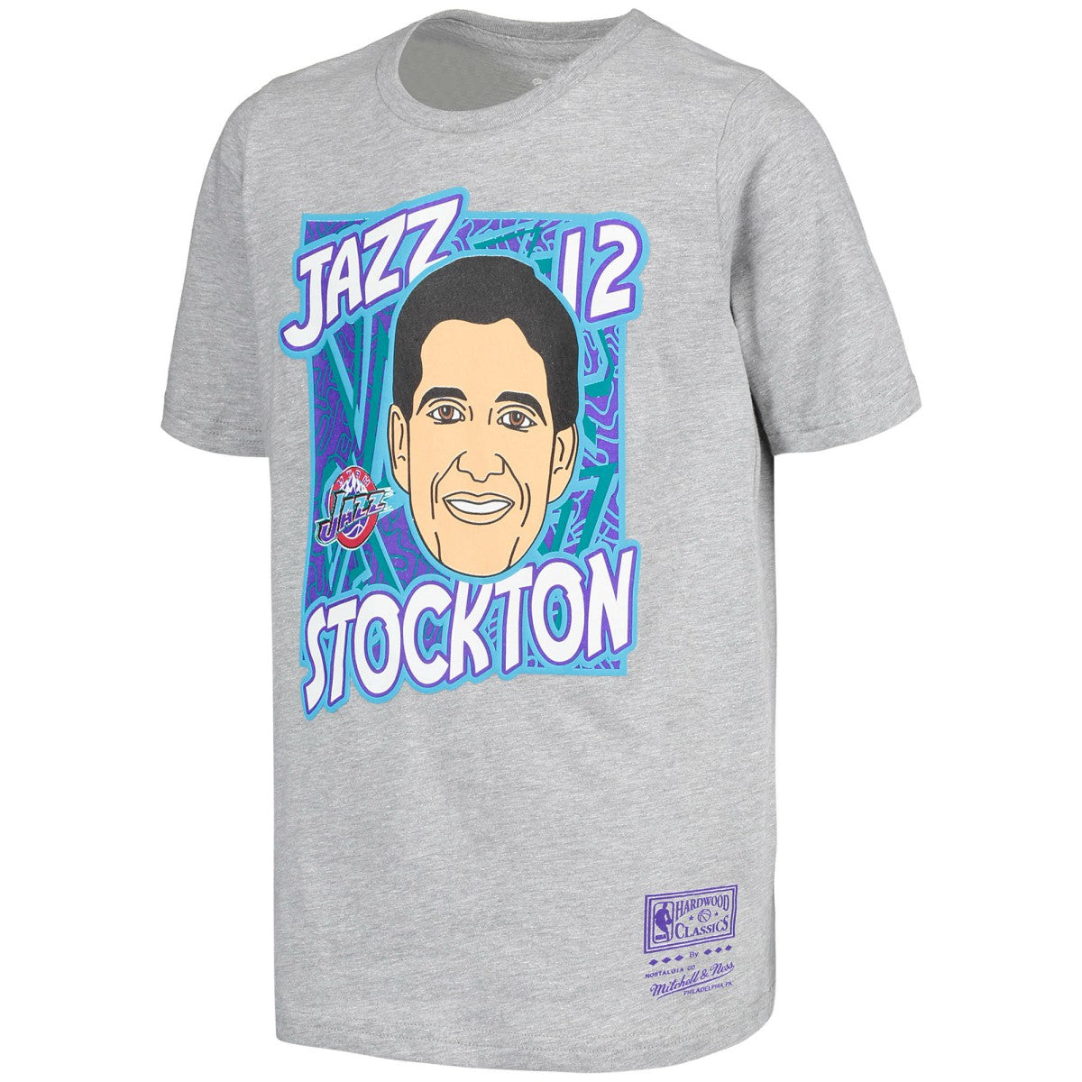 John Stockton Utah Jazz Youth Hardwood Classics King of the Court Player T-Shirt - Gray shop