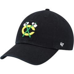 Chicago Blackhawks '47 Alternate Logo Clean Up Adjustable Hat - Black Hats