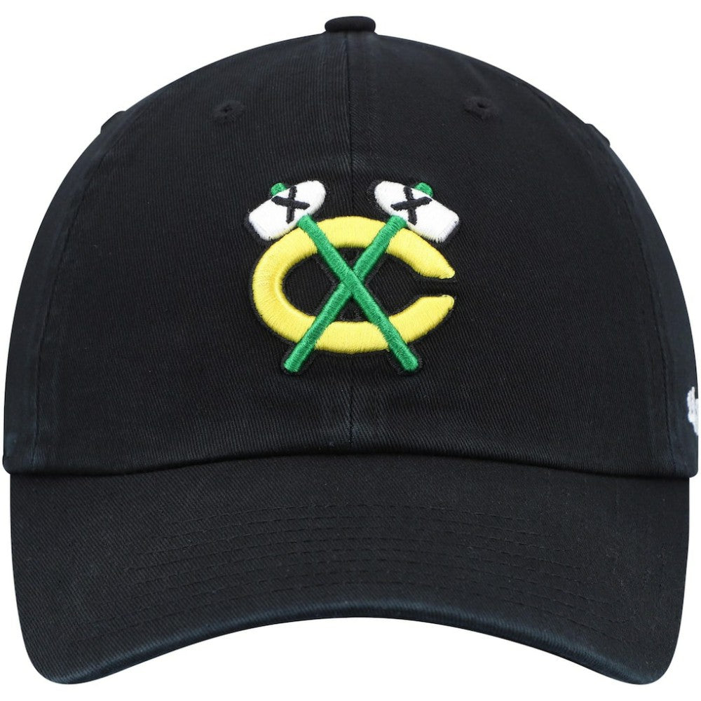 Chicago Blackhawks '47 Alternate Logo Clean Up Adjustable Hat - Black Hats