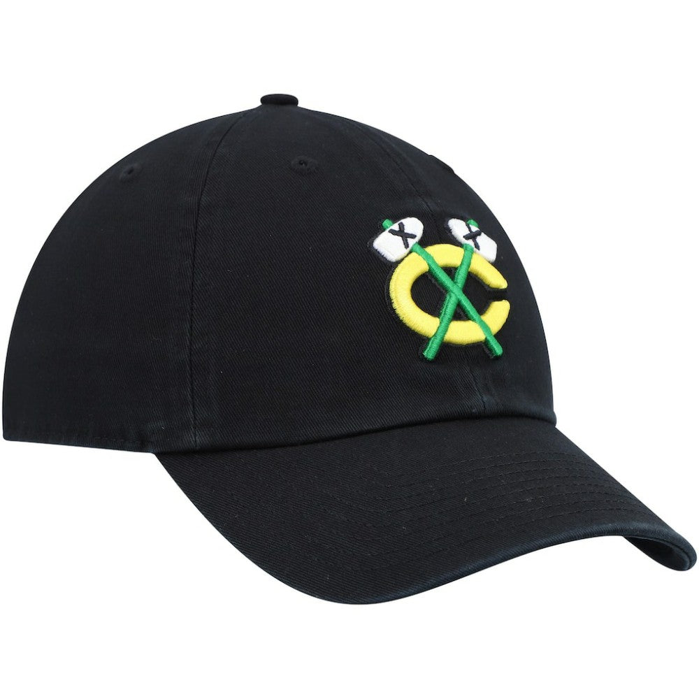 Chicago Blackhawks '47 Alternate Logo Clean Up Adjustable Hat - Black Hats