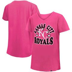 Kansas City Royals Girls Youth Jersey Stars V-Neck T-Shirt Pink