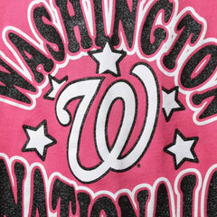Washington Nationals Girl's Youth Jersey Stars V-Neck T-Shirt Pink