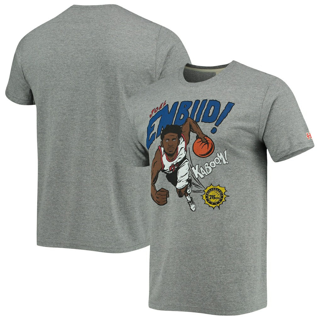 Joel Embiid Philadelphia 76ers Homage Comic Book Player Tri-Blend T-Shirt - Heathered Gray sale