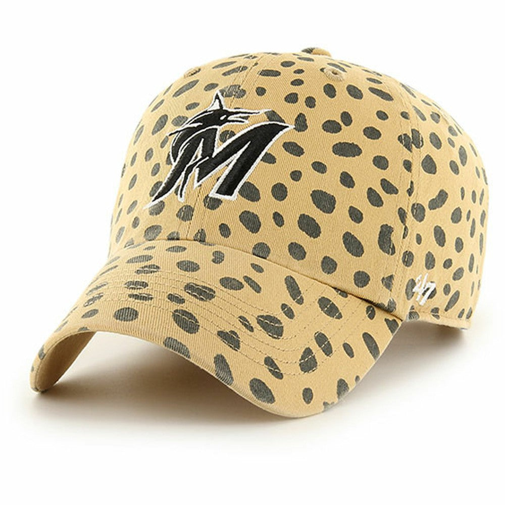 Miami Marlins Women's Cheetah Clean Up Adjustable Hat Tan