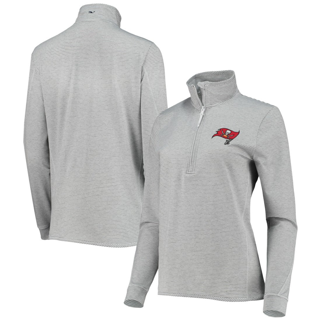 Tampa Bay Buccaneers Vineyard Vines Women's Sankaty Shep Half-Zip Pullover Top - Heather Gray for sale