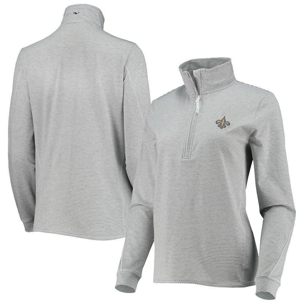 New Orleans Saints Vineyard Vines Women's Sankaty Shep Half-Zip Pullover Top - Heather Gray sale