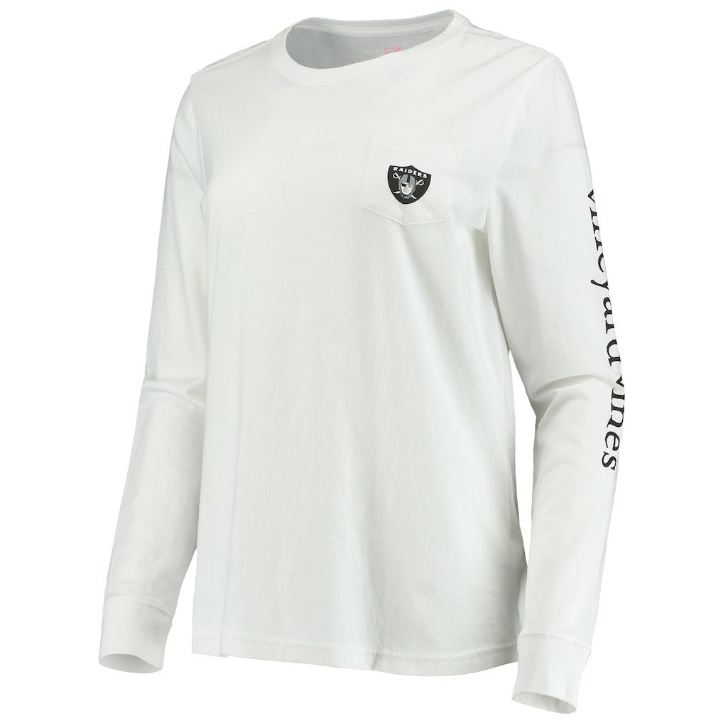 Las Vegas Raiders Vineyard Vines Women's Helmet Long Sleeve T-Shirt - White for sale