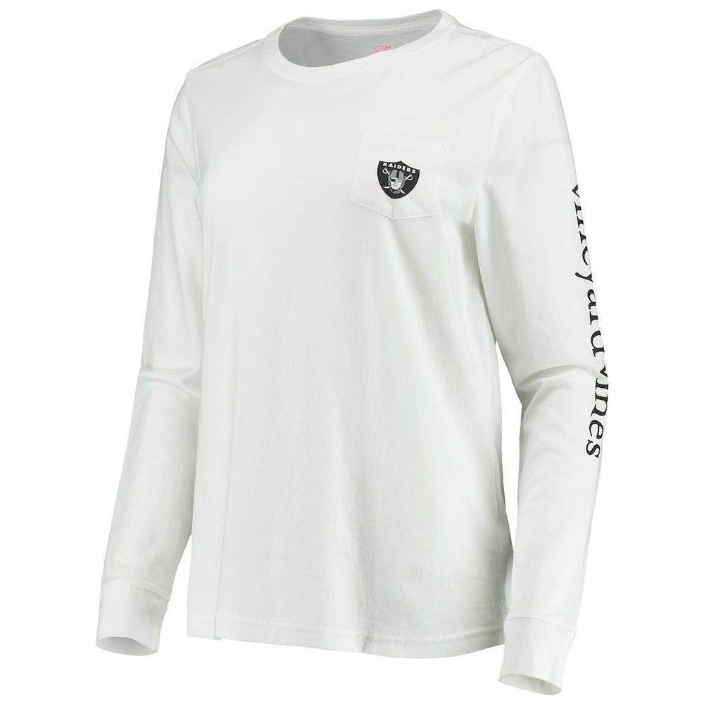 Las Vegas Raiders Vineyard Vines Women's Helmet Long Sleeve T-Shirt - White for sale