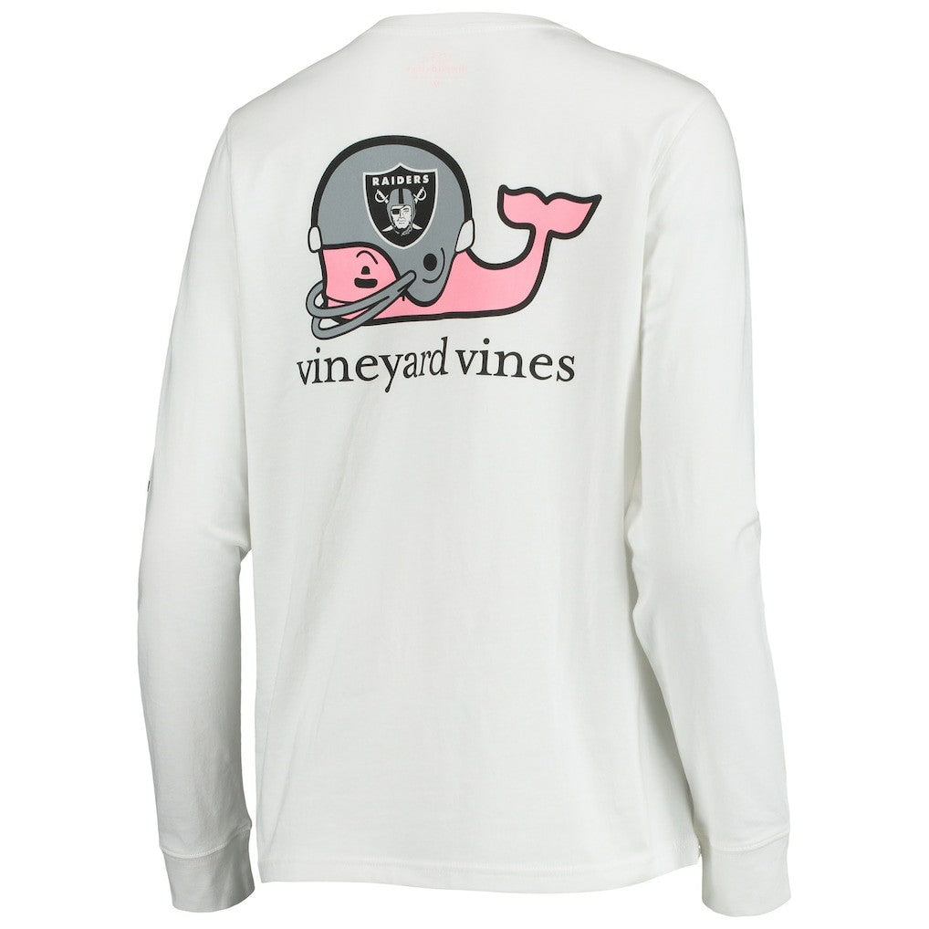 Las Vegas Raiders Vineyard Vines Women's Helmet Long Sleeve T-Shirt - White for sale