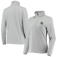 New York Yankees Vineyard Vines Women's Stripe Sankaty Half-Zip Pullover Top Heather Gray