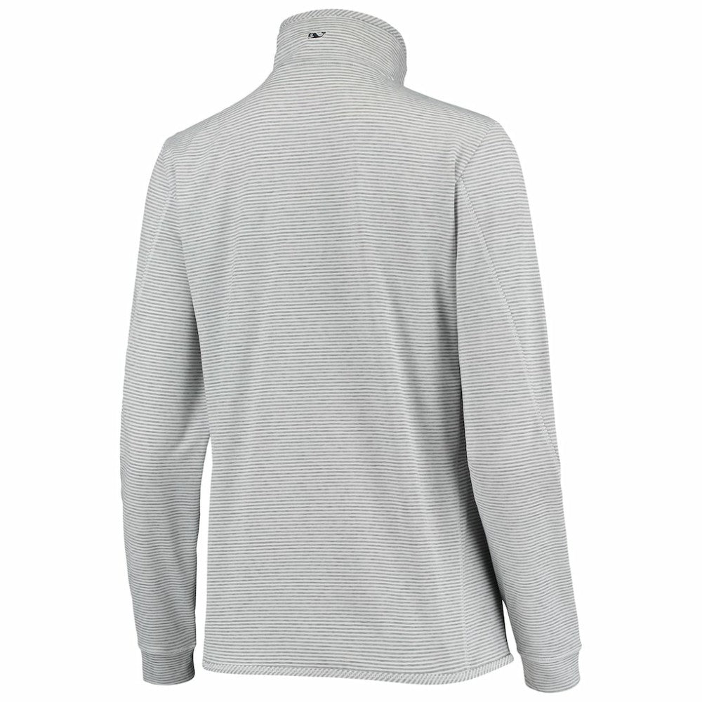 New York Yankees Vineyard Vines Women's Stripe Sankaty Half-Zip Pullover Top Heather Gray