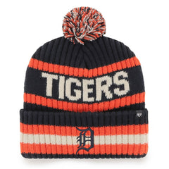 Detroit Tigers Bering Cuffed Knit Hat with Pom Navy
