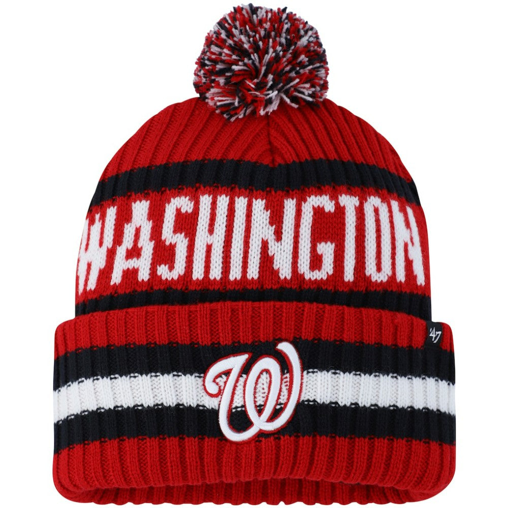 Washington Nationals Bering Cuffed Knit Hat with Pom Red