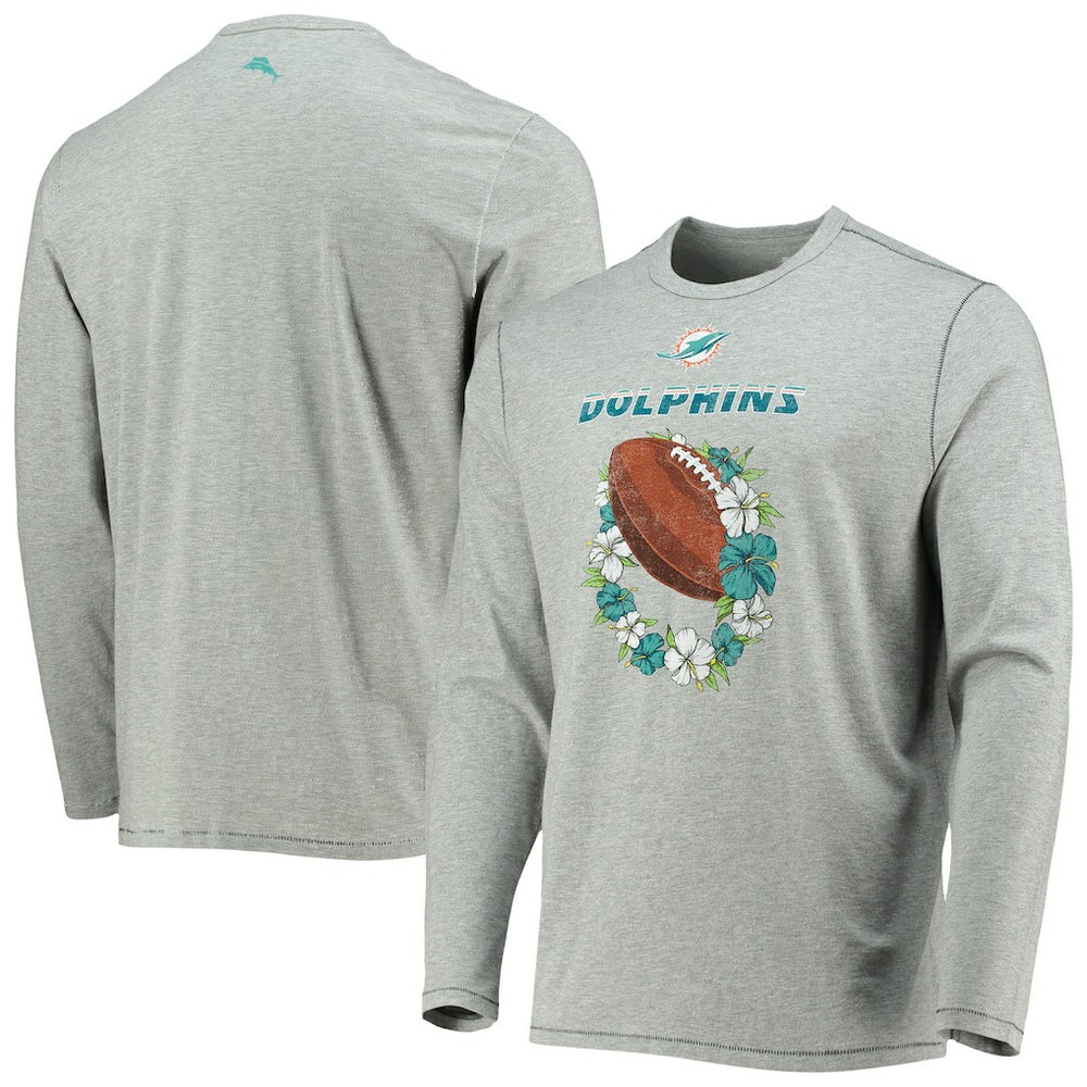 Miami Dolphins Sport Lei Pass Long Sleeve T-Shirt - Heathered Gray discount