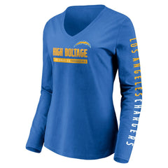 Los Angeles Chargers Women's Slogan V-Neck Long Sleeve T-Shirt - Powder Blue on sale