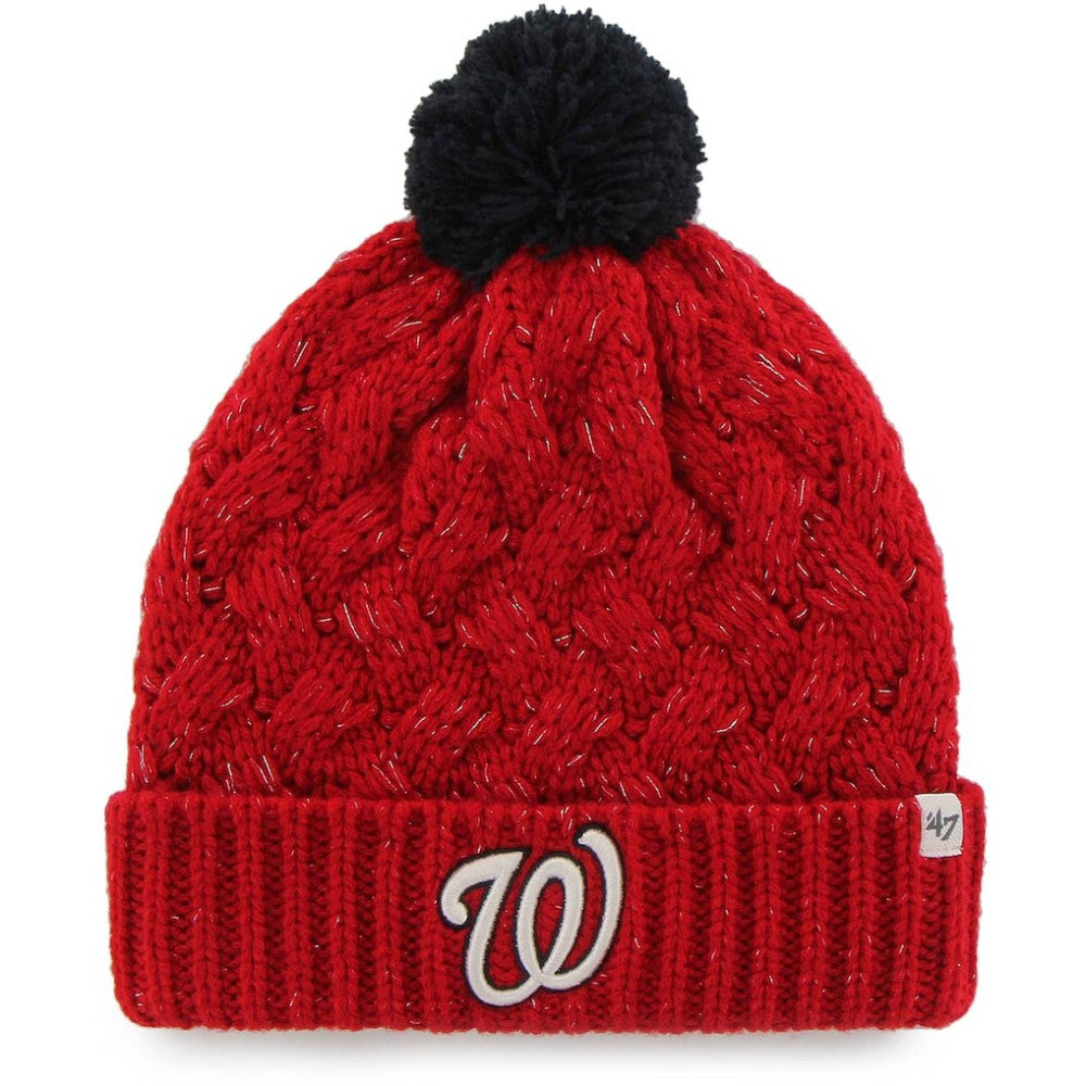 Washington Nationals Women's Knit Cuffed Hat with Pom Red