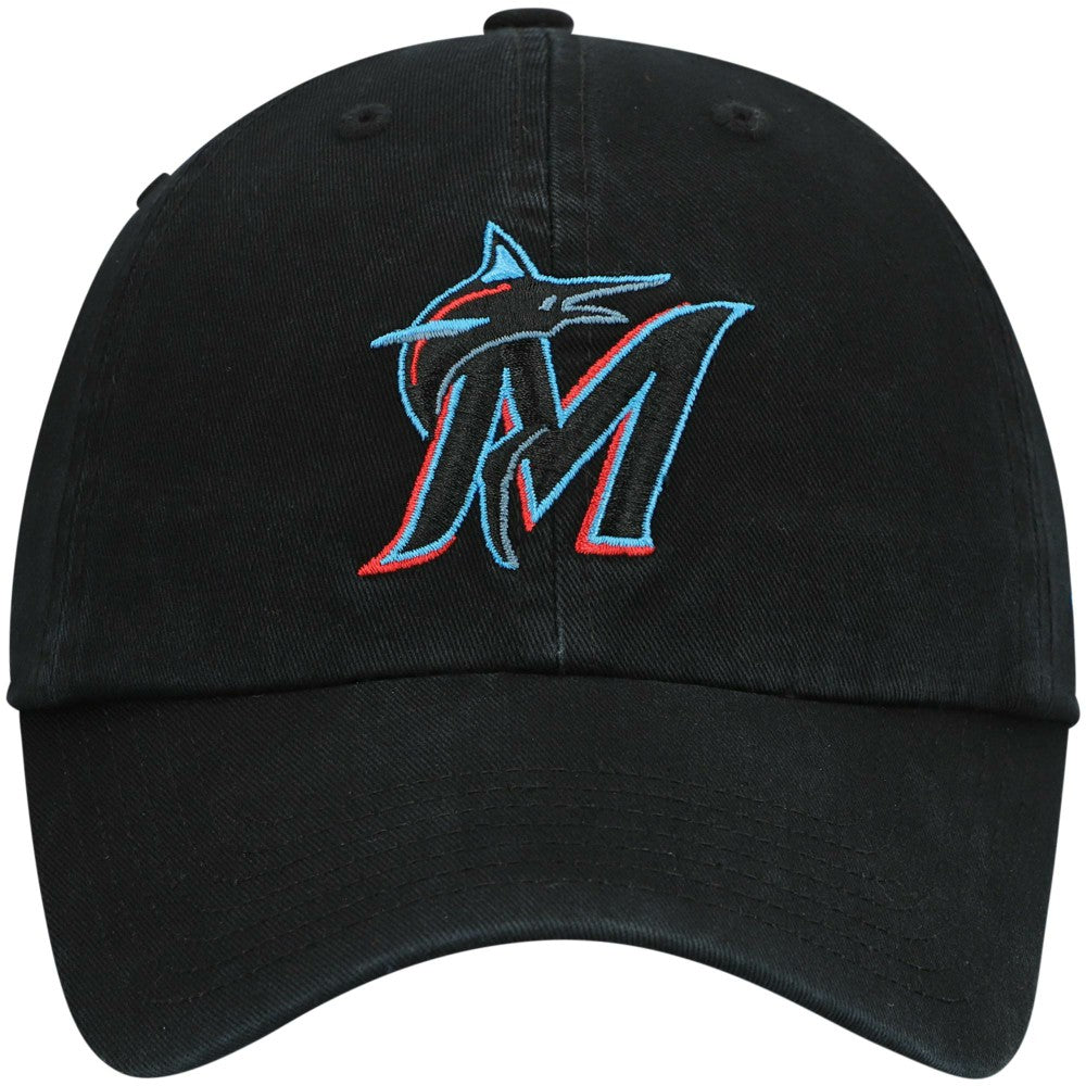 Miami Marlins Youth Team Logo Clean Up Adjustable Hat Black