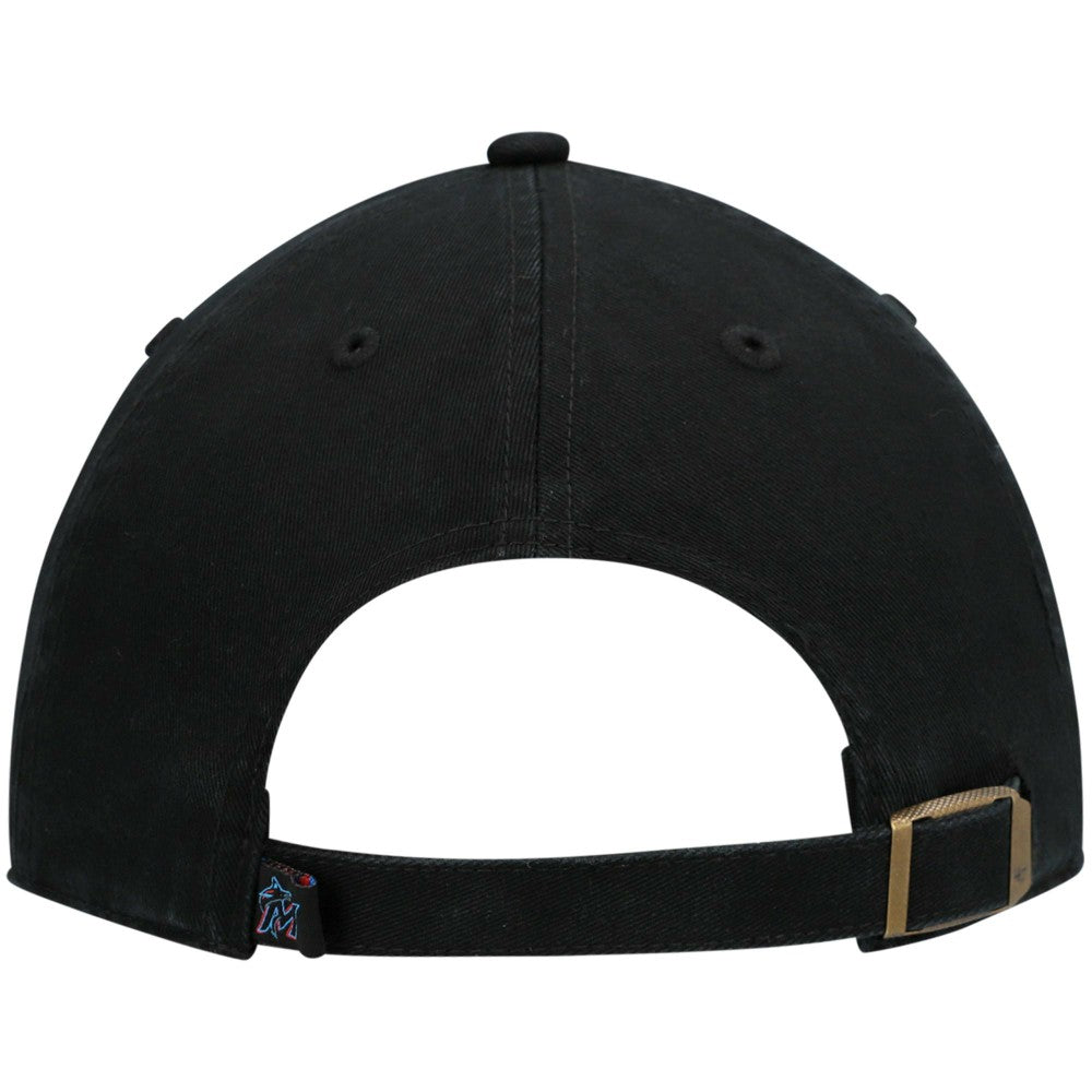 Miami Marlins Youth Team Logo Clean Up Adjustable Hat Black