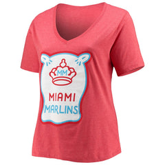Miami Marlins Women's City Connect Plus Size V-Neck T-Shirt Heather Red