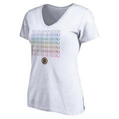 Boston Bruins Women's City Pride V-Neck T-Shirt - White T-shirts