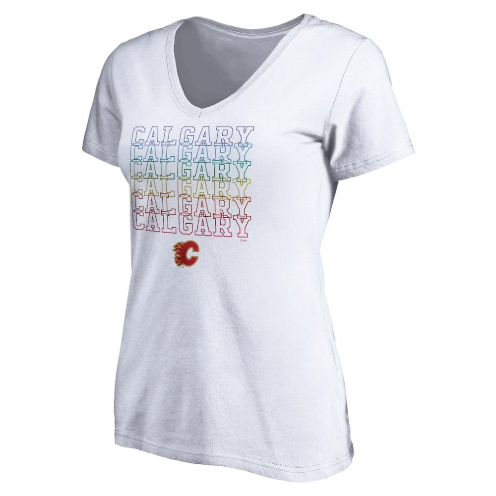 Calgary Flames Women's City Pride V-Neck T-Shirt - White T-shirts