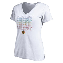 Chicago Blackhawks Women's City Pride V-Neck T-Shirt - White T-shirts