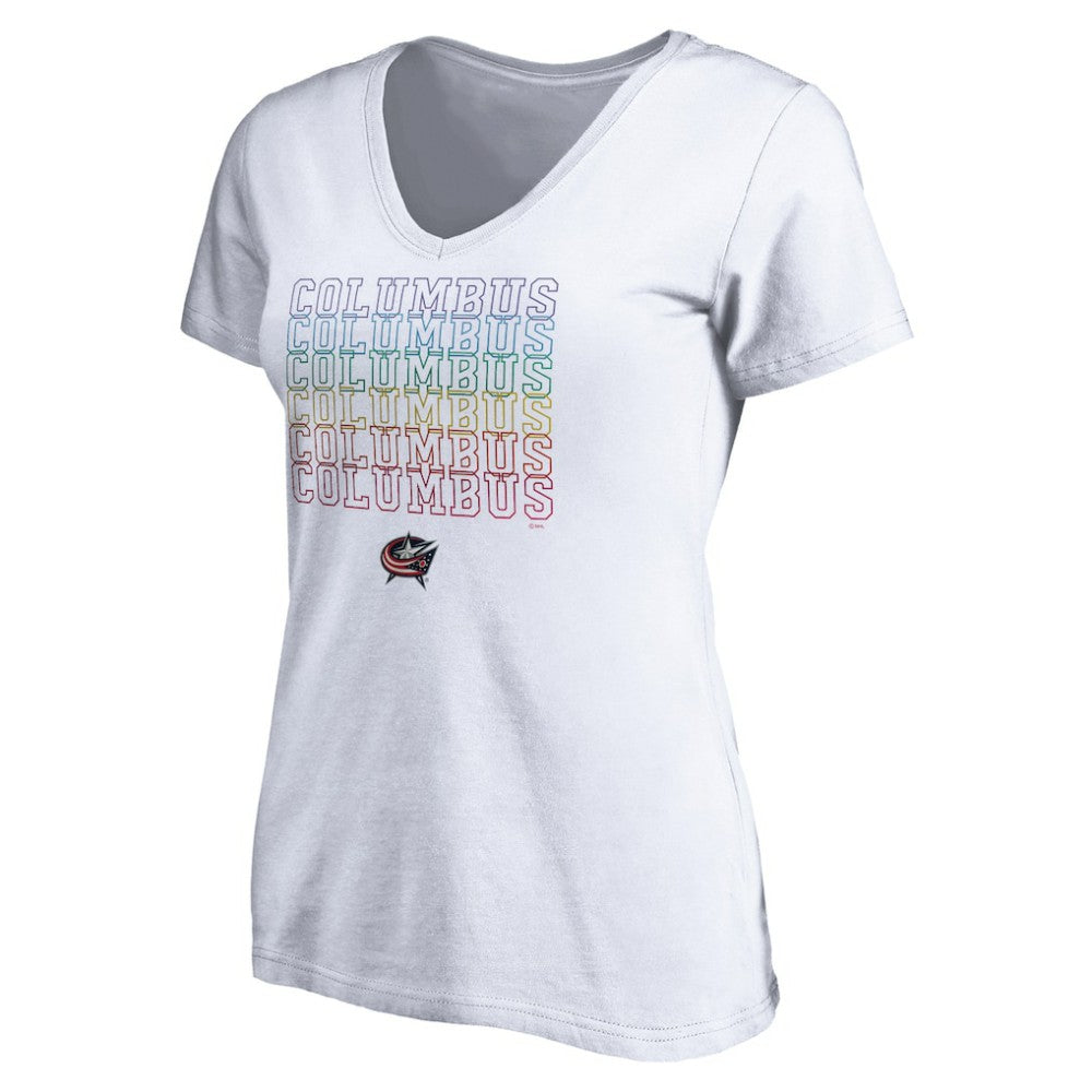 Columbus Blue Jackets Women's City Pride V-Neck T-Shirt - White T-shirts