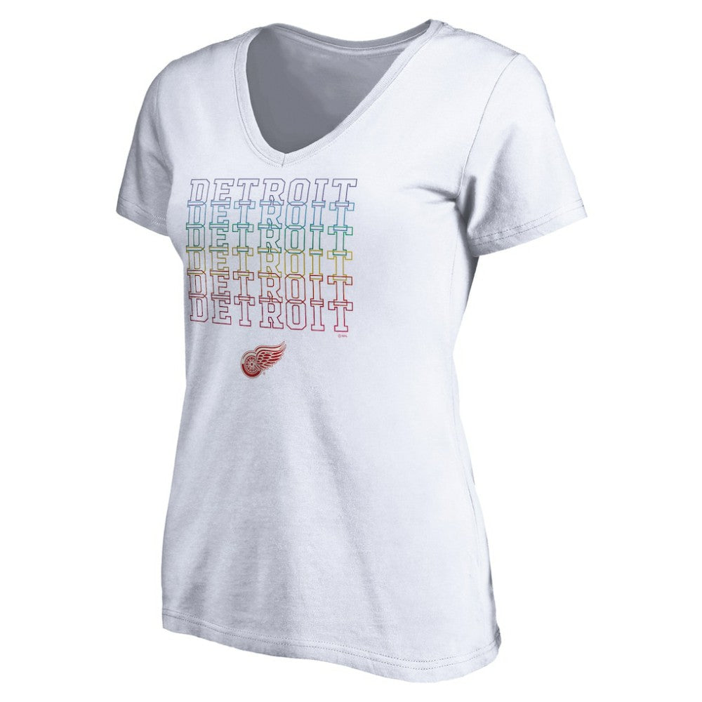 Detroit Red Wings Women's City Pride V-Neck T-Shirt - White T-shirts