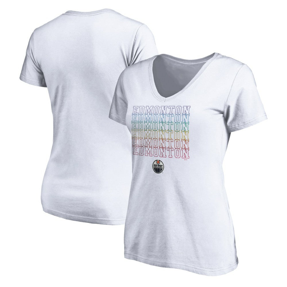 Edmonton Oilers Women's City Pride V-Neck T-Shirt - White T-shirts